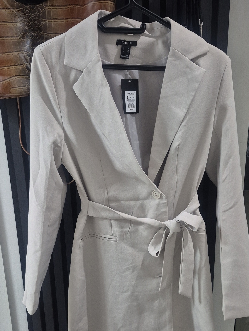 Forever 21 Light Cream Tie-Waist Blazer Dress